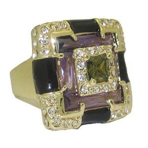 Enamel Designer Ring Cubic Zirconia's NWT